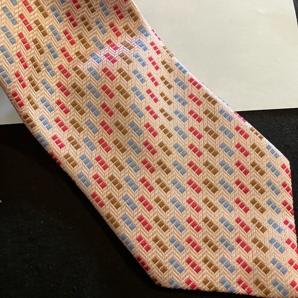 Patterned Pink Multi-Color Silk Tie - Picture 7 of 8